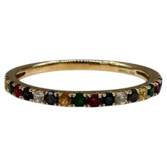 0.27ctw Multicolor Gemstone Diamond Ring 14K Yellow Gold Size 7