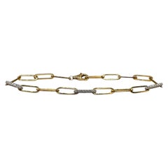 Diamond Paperclip Bracelet 14K Yellow Gold 0.30ct GH SI 7in