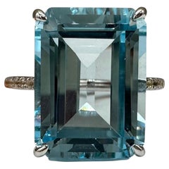 Effy Sky Blue Topaz White Sapphire Cocktail Ring Sterling Silver 14.84ct Size 7