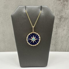 Effy Lapis Turquoise Diamond Star Pendant Necklace 14kt Yellow Gold 18in New