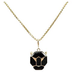 Effy Mens Black Onyx Panther Pendant Necklace 14kt Yellow Gold 22in New