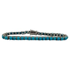 Turquoise Tennis Bracelet Sterling Silver 3.9mm 7in New