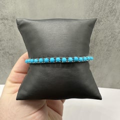 Turquoise Tennis Bracelet Sterling Silver 3.9mm 7in New