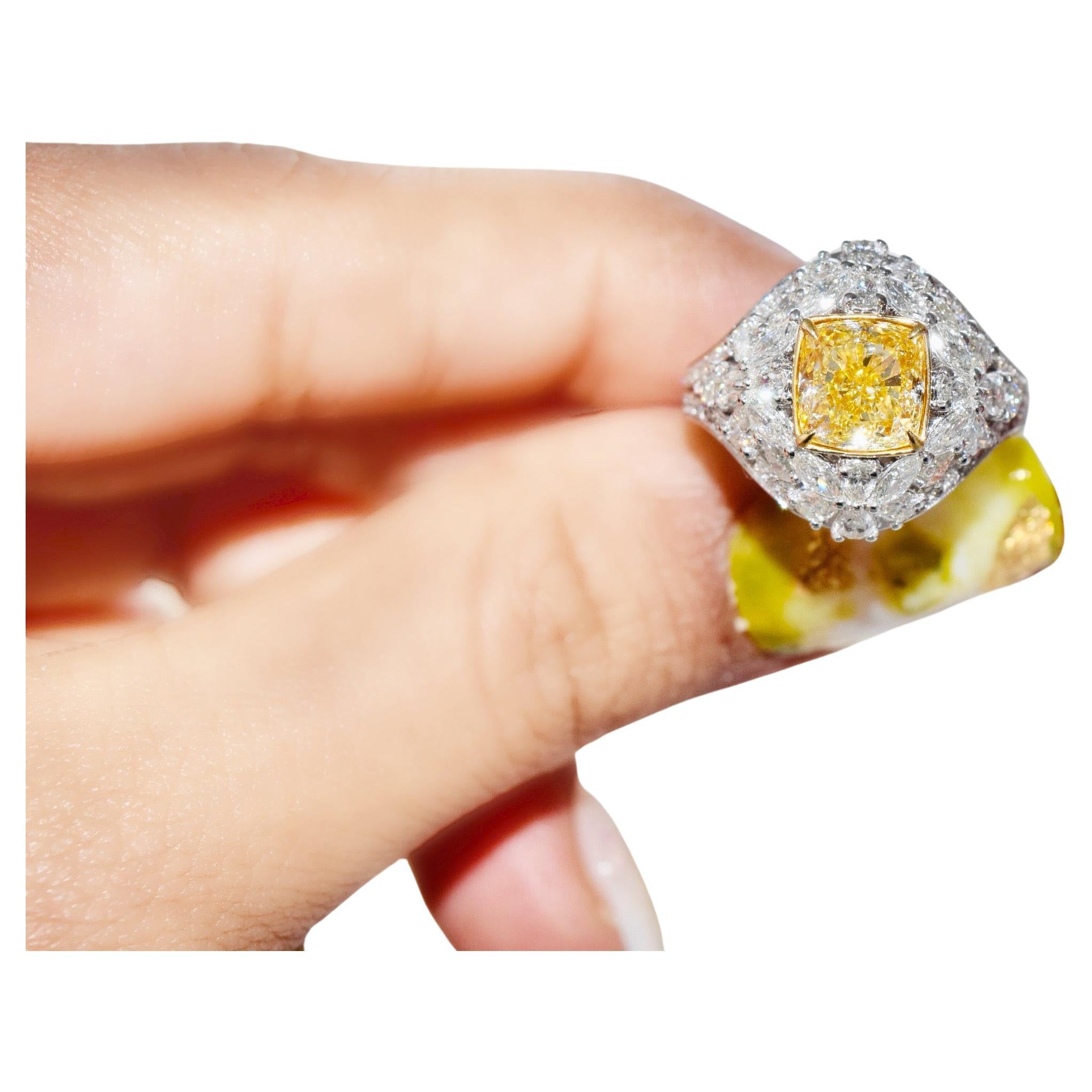 GIA Certified 2.00 Carat U to V Range I1 Clarity Diamond Ring