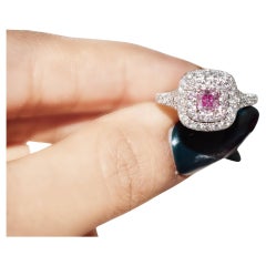 Anillo de diamantes con certificado GIA de 0,40 quilates de color rosa tenue y claridad SI1