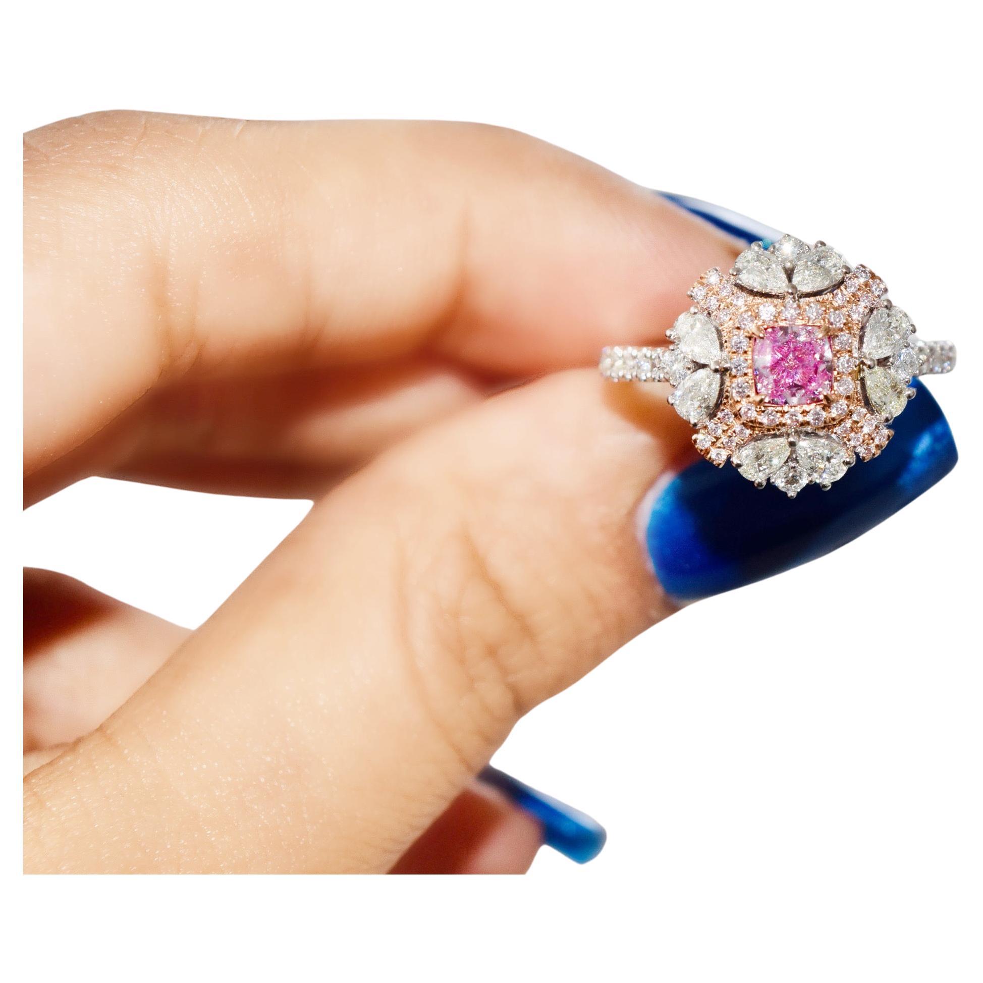 GIA-zertifizierter Diamantring mit 0,40 Karat in schwachem Rosa mit Reinheit SI1