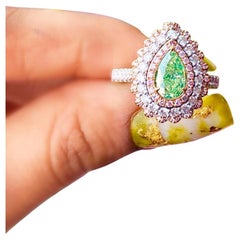 Anillo de diamantes con certificado GIA de 1,03 quilates Fancy Amarillo verdoso claro I2 Claridad