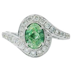 Anillo de diamantes verde fantasía de 1,00 quilates y claridad VS1 con certificación AGL