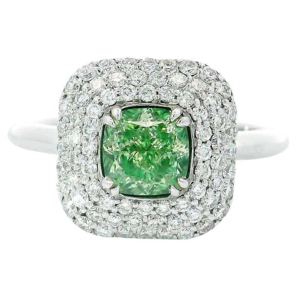 Bague en diamant certifié AGL 1,04 carat Fancy Green VS1 Clarity