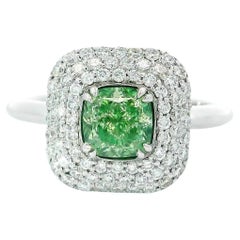 AGL Certified 1.04 Carat Fancy Green VS1 Clarity Diamond Ring