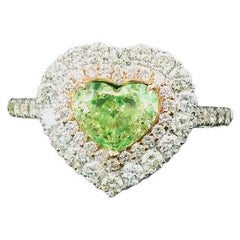 Bague en diamant certifié AGL 1,03 carat Fancy Green VS1 Clarity