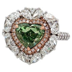 AGL Certified 2.05 Carat Fancy Green VS2 Clarity Diamond Ring