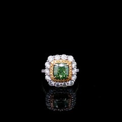 GIA Certified 2.50 Carat Fancy Brownish Greenish Yellow VS2 Clarity Diamond Ring