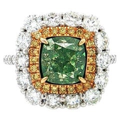 GIA Certified 2.50 Carat Fancy Brownish Greenish Yellow VS2 Clarity Diamond Ring
