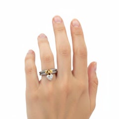 18K Yellow & White Gold Heart Ring with Diamonds