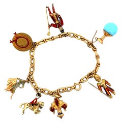 18kt yellow Gold Enamel Charm Bracelet
