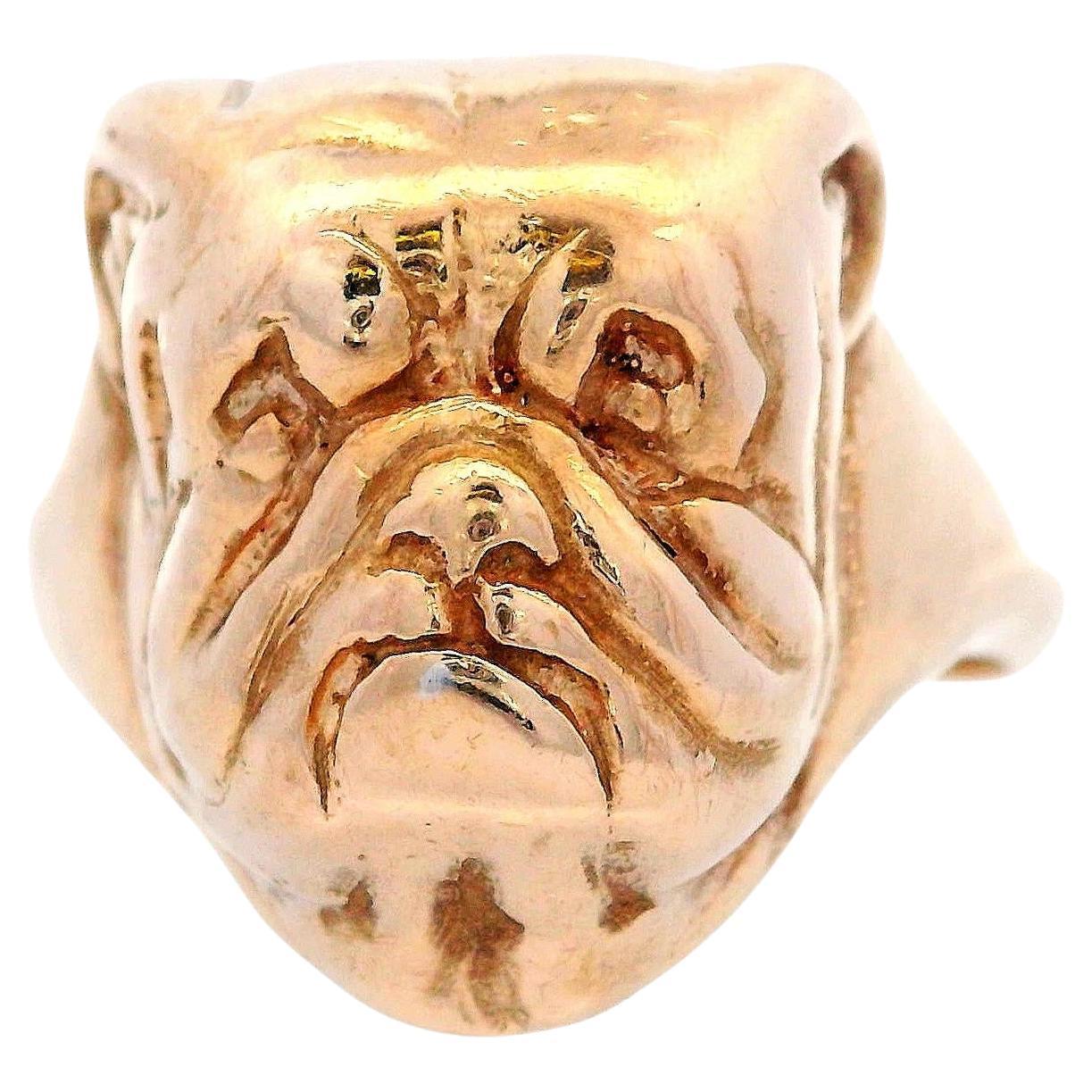 Vintage Bulldog 18k yellow Gold Ring