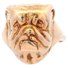 Vintage Bulldog 18k yellow Gold Ring