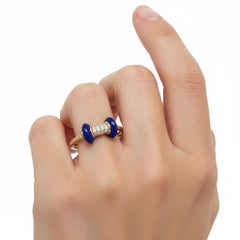 14K Yellow Gold Designer Ring with 0.10 CTW in Lapis Lazuli & Diamonds