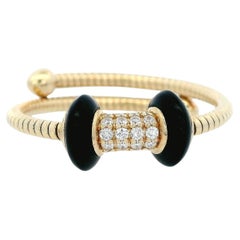 14K Yellow Gold Designer Ring with 0.10 CTW in Black Onyx & Diamonds