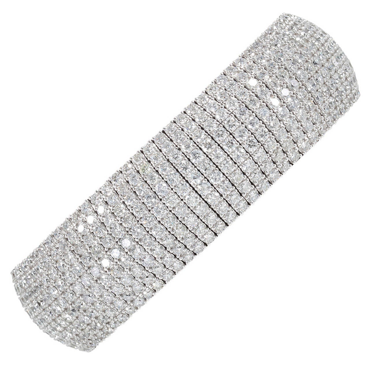 Classic Diamond Cuff Spring Bangle For Sale at 1stDibs | diamond cuff ...