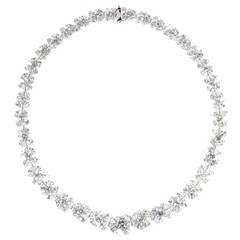 Classic Diamond Platinum Wreath Necklace 8