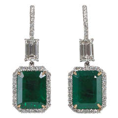 Fine Emerald and Diamond Drop Earrings