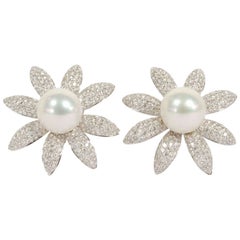 Stunning South Sea Pearl and Diamond Earrings
