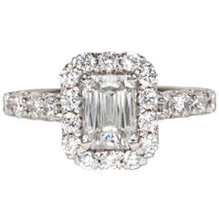 Unique GIA Christopher Designs Criss Cut Emerald Cut Engagement Ring