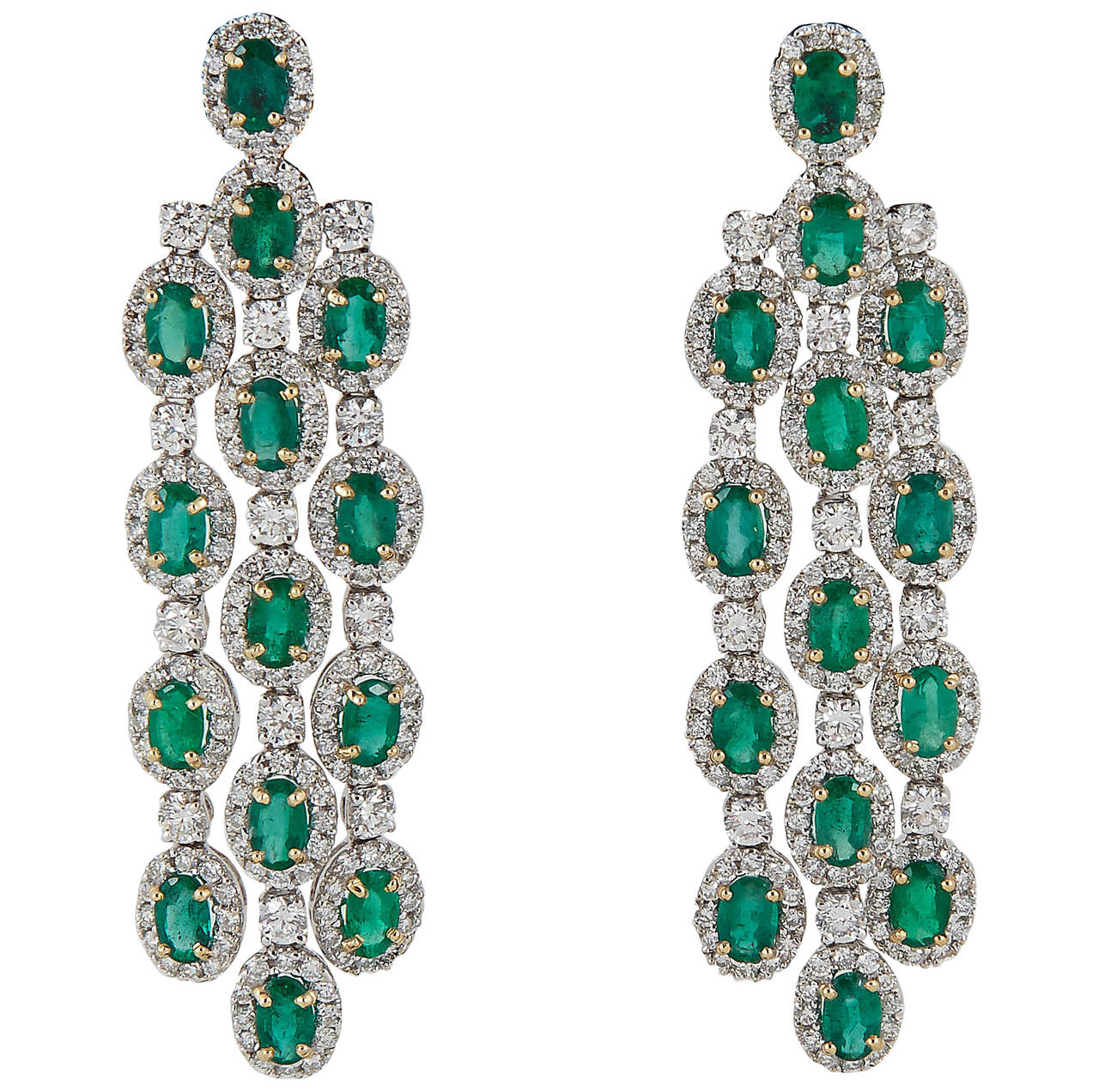 Emerald Diamond Gold Chandelier Earrings For Sale at 1stDibs | emerald ...
