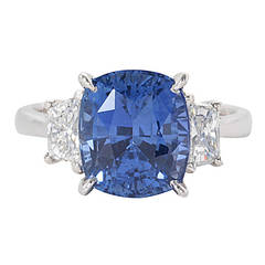 GIA Certified 8.04 Carat Cushion Cut Blue Sapphire Diamond Gold Ring 11