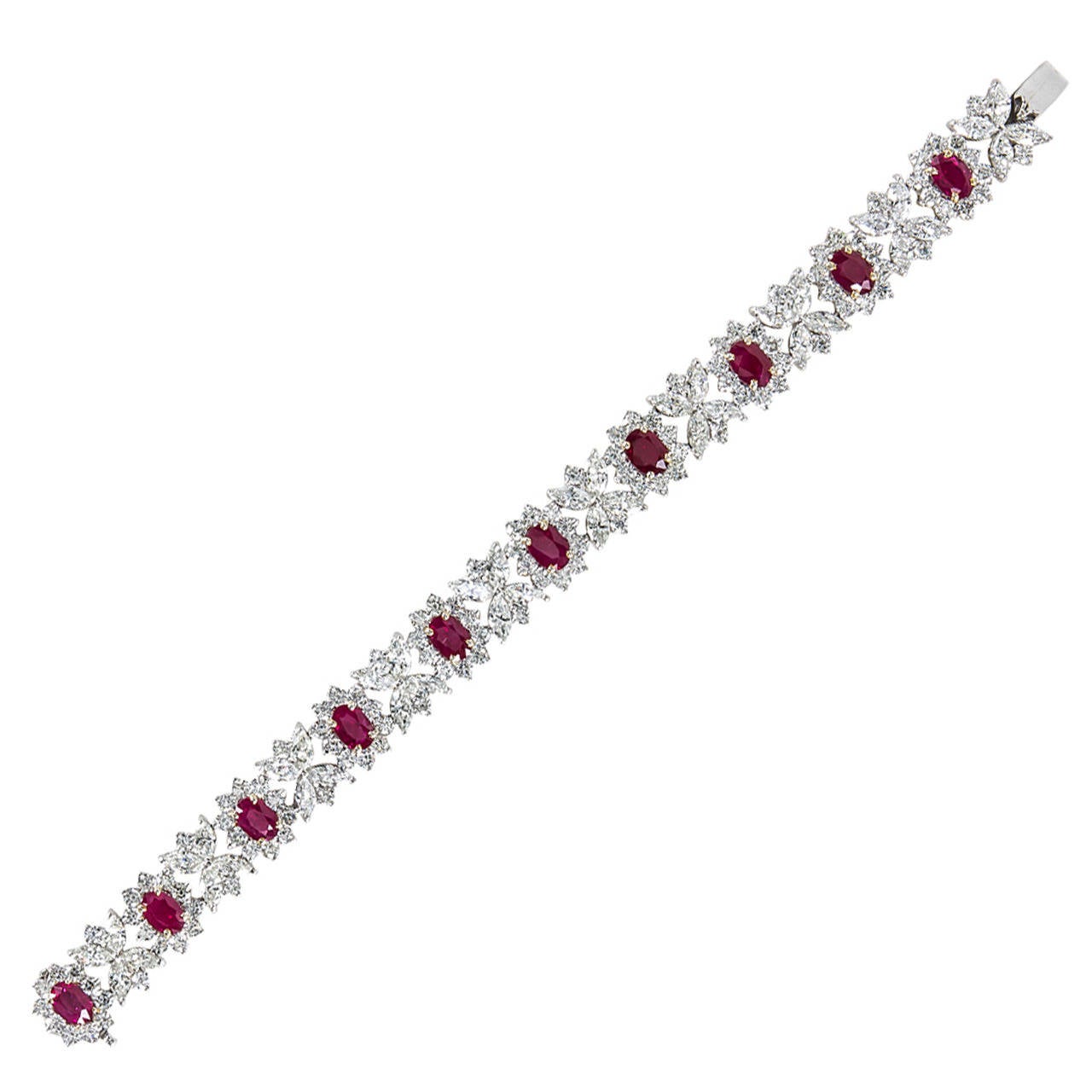 Fine Burma Ruby Diamond Bracelet For Sale