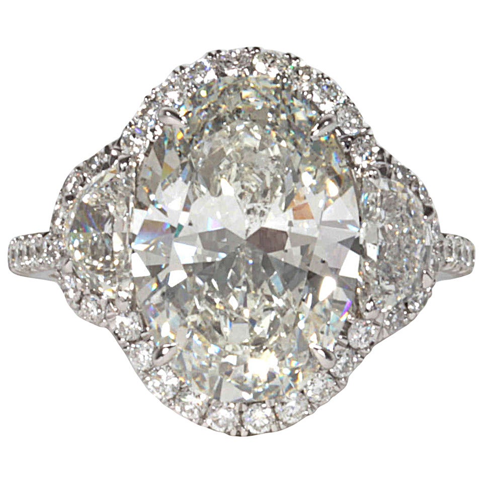 Incredible Five Carat Oval Diamond Platinum Engagement Ring