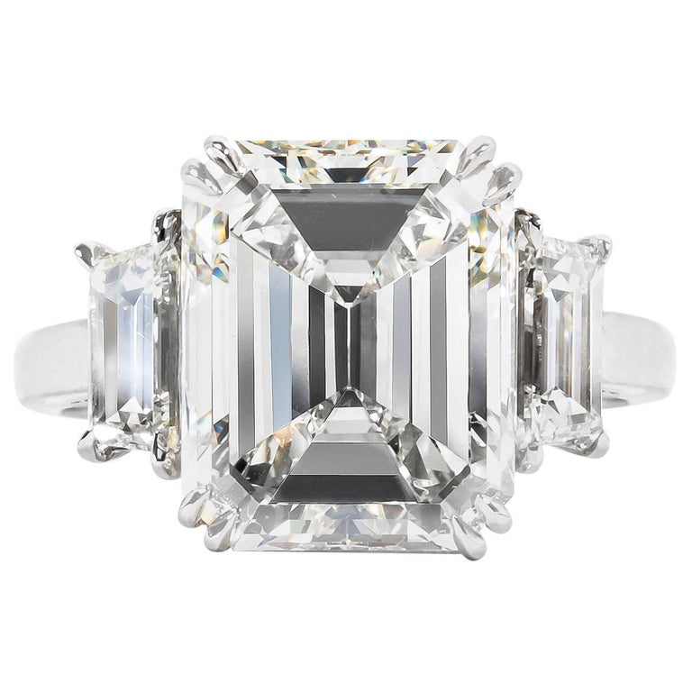 Incredible 7 Carat GIA Certified Emerald Cut Diamond Platinum Ring at ...