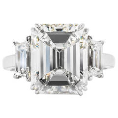 Incredible 7 Carat GIA Certified Emerald Cut Diamond Platinum Ring 8