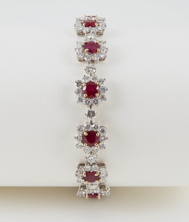 Burma Ruby Diamond 18 Karat White Gold Bracelet 1