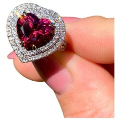 Rhodolite Garnet 5.55 Ct and Diamonds natural gemstone Ring 14 K Yellow Gold 7US
