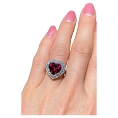 Rhodolite Garnet 5.22 Ct and Diamonds natural gemstone Ring 14 K Yellow Gold 7US