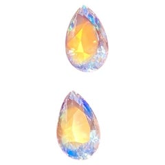Pair of Rainbow Moonstones natural loose gemstones 8.16 ct. Certificate GFCO