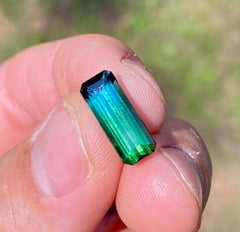5,04 carats. Pierre précieuse naturelle en tourmaline bicolore, taille octogonale, originaire d'Afghanistan