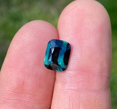 TEAL Sapphire 3.52 Ct. natural Loose gemstone, Cushion cut, Certificate GFCO