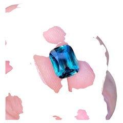 TEAL Sapphire 3.52 Ct. natural Loose gemstone, Cushion cut, Certificate GFCO