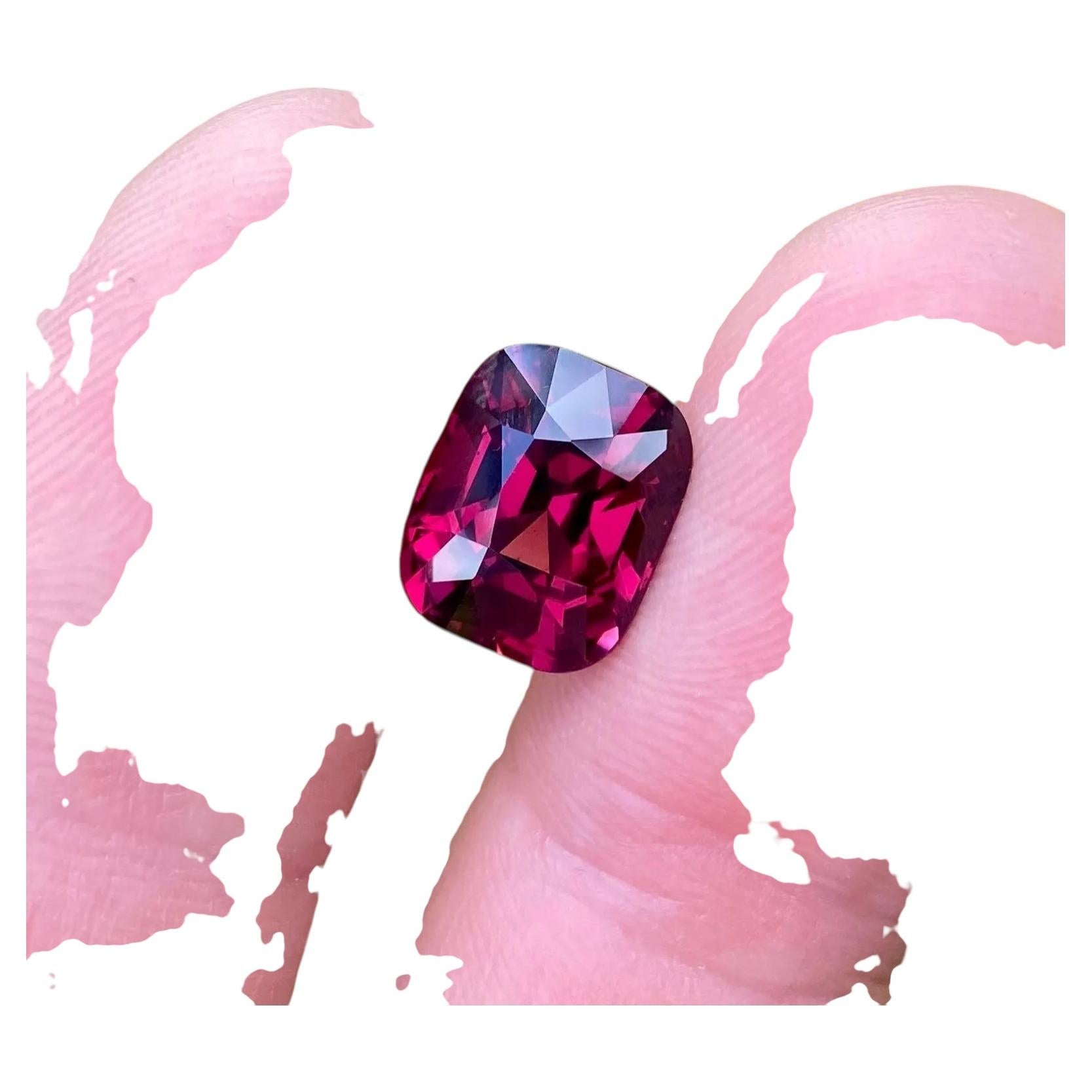 Certifié 8,07 ct. Pierre précieuse naturelle de grenat rhodolite en vrac, forme octogonale, Tanzanie