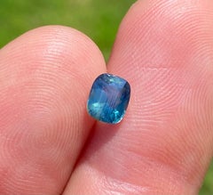 No Heat TEAL Sapphire 1.18 Ct. natural Loose gemstone, Cushion cut, Certificate