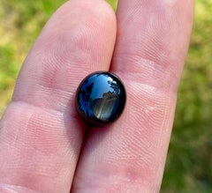 Schwarzer Sternsaphir, 10,75 Karat, natürlicher loser Edelstein, Cabochon, Zertifikat GFCO