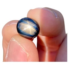 Schwarzer Sternsaphir, 10,75 Karat, natürlicher loser Edelstein, Cabochon, Zertifikat GFCO