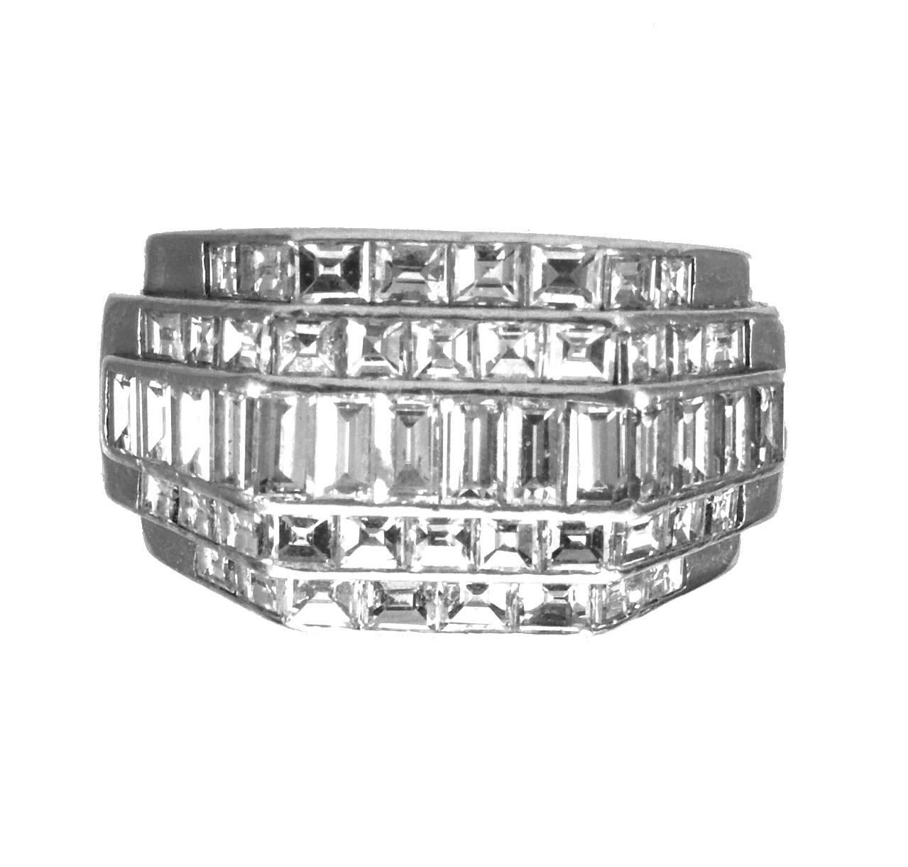 Art Deco 1930s Rene Boivin Diamond Platinum Ring For Sale