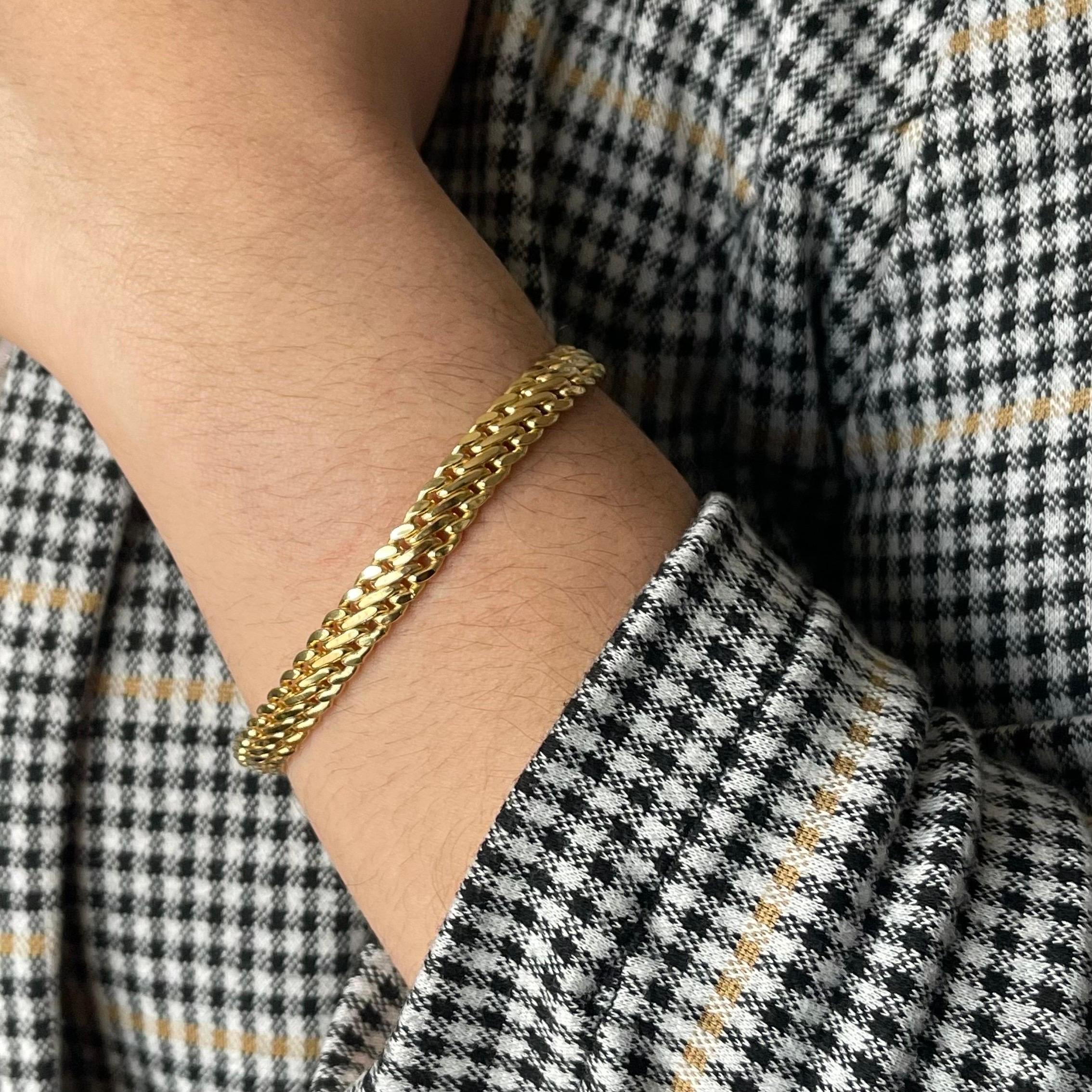 Bracelet à double chaîne en or jaune 18K en vente 4