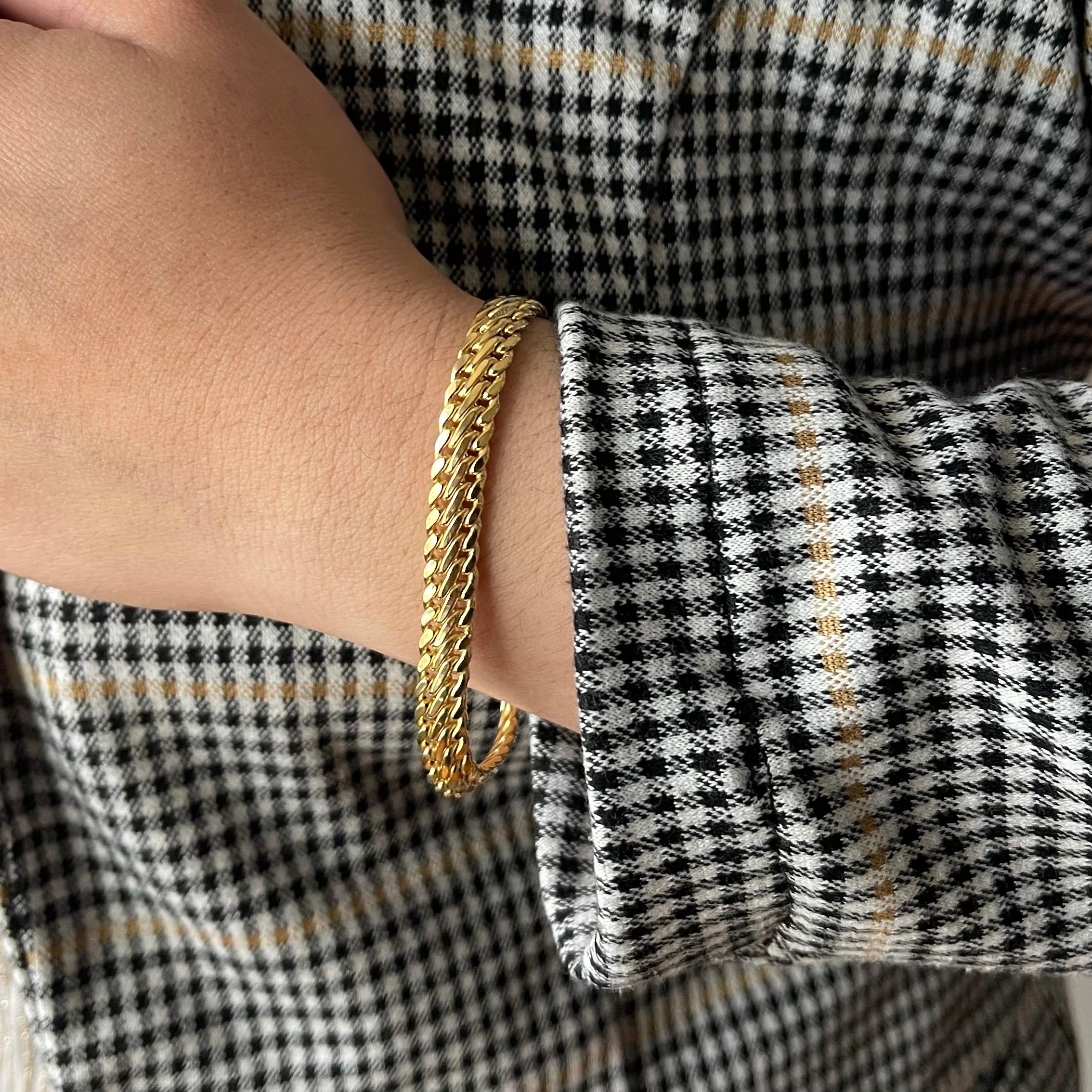 Moderne Bracelet à double chaîne en or jaune 18K en vente