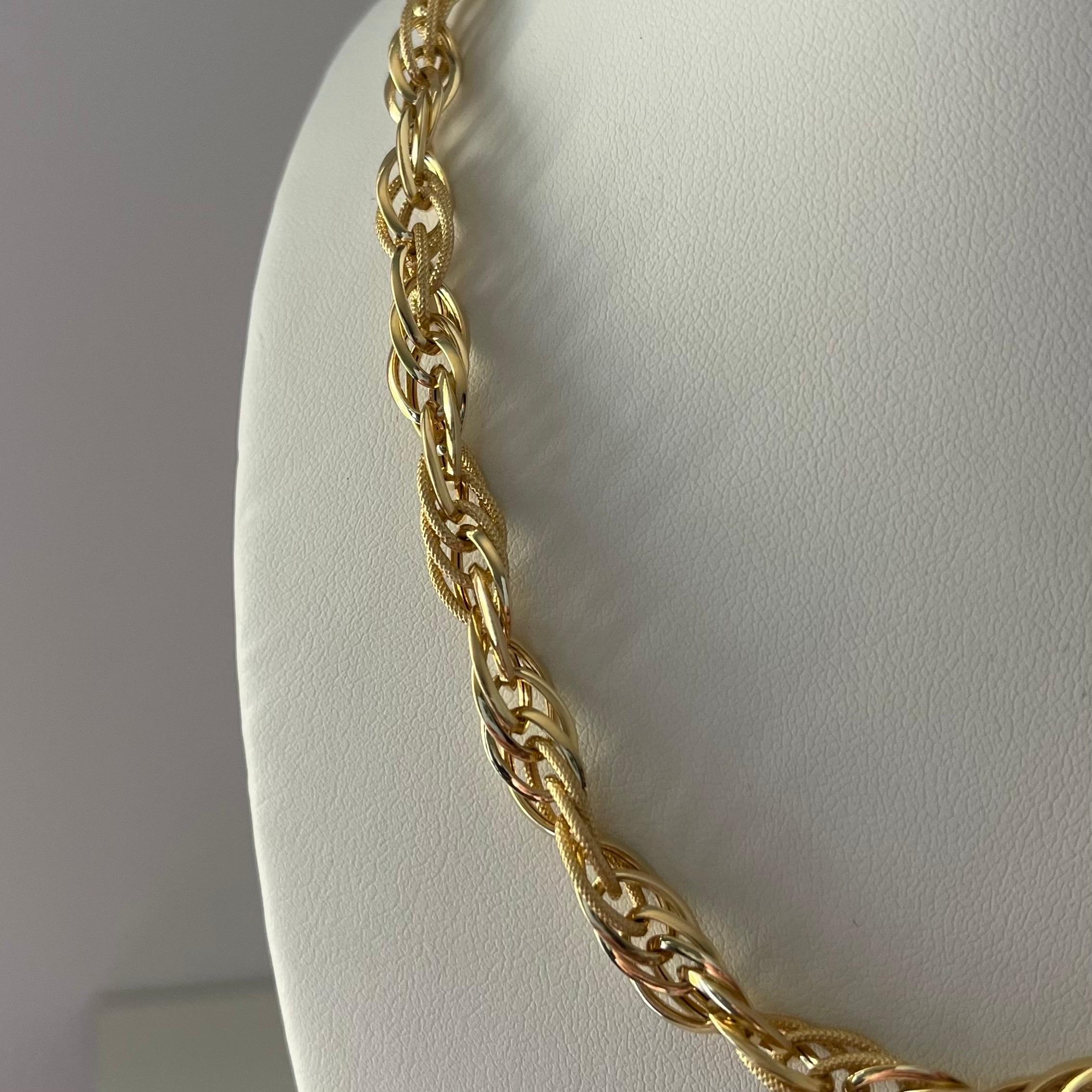 18K Yellow Gold Rope Chain Necklace, Handcrafted in Brazil For Sale 2